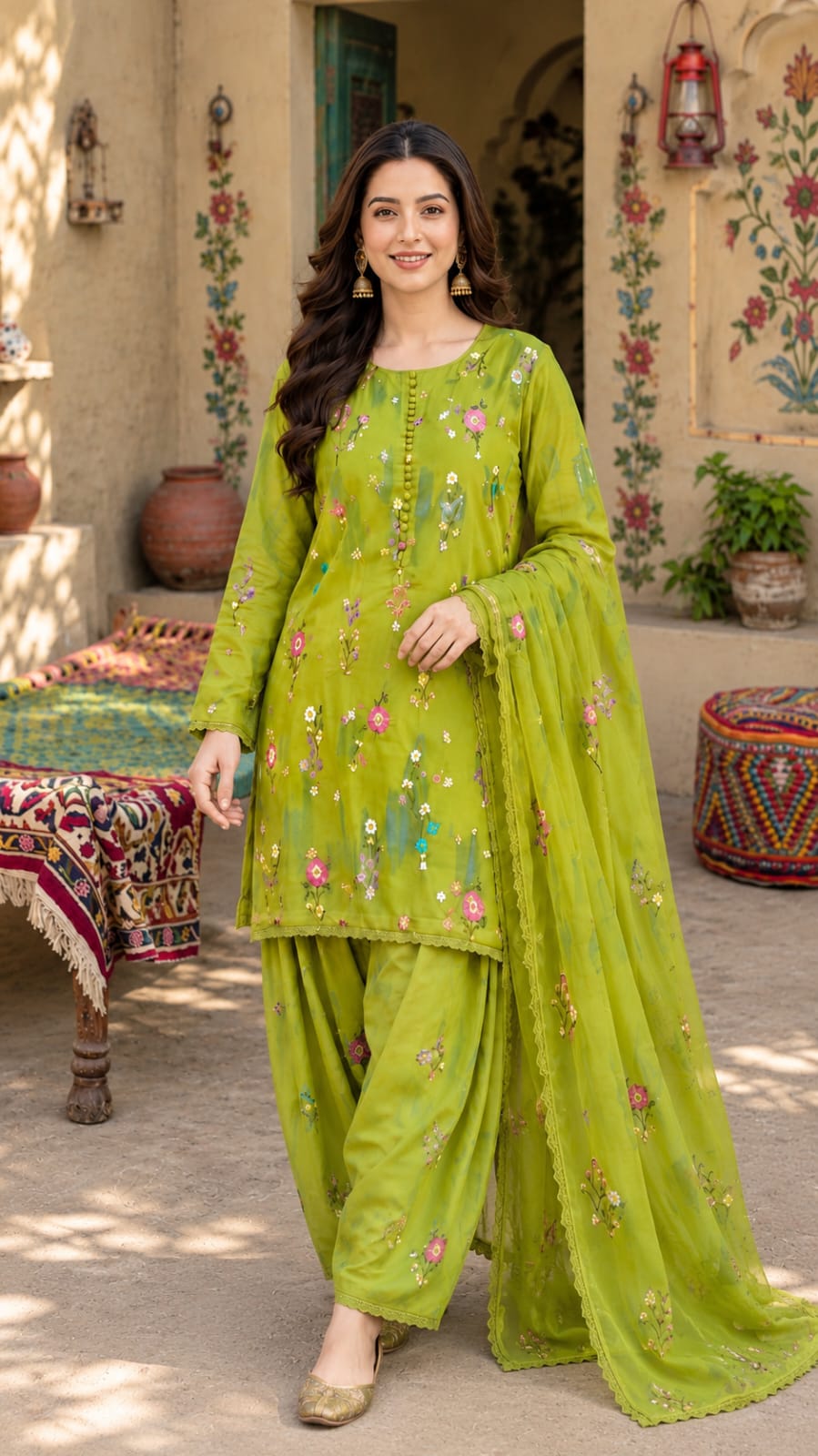 3 Pcs Women's Unstitched Embroidered Suit